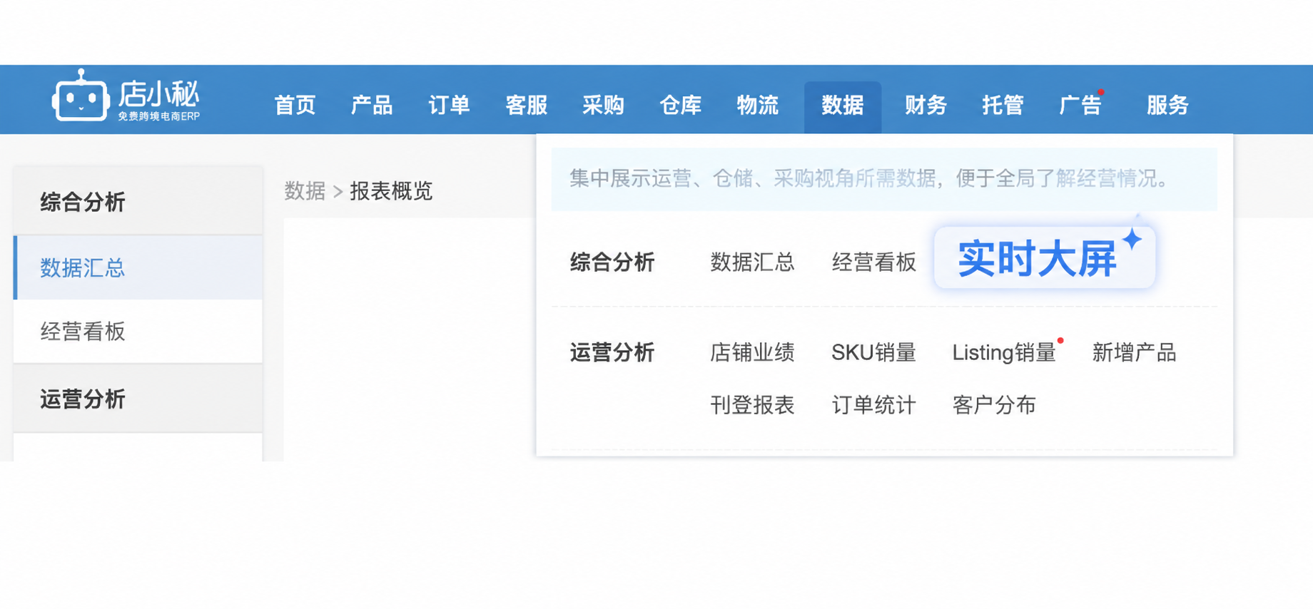 店小秘店铺数据大屏