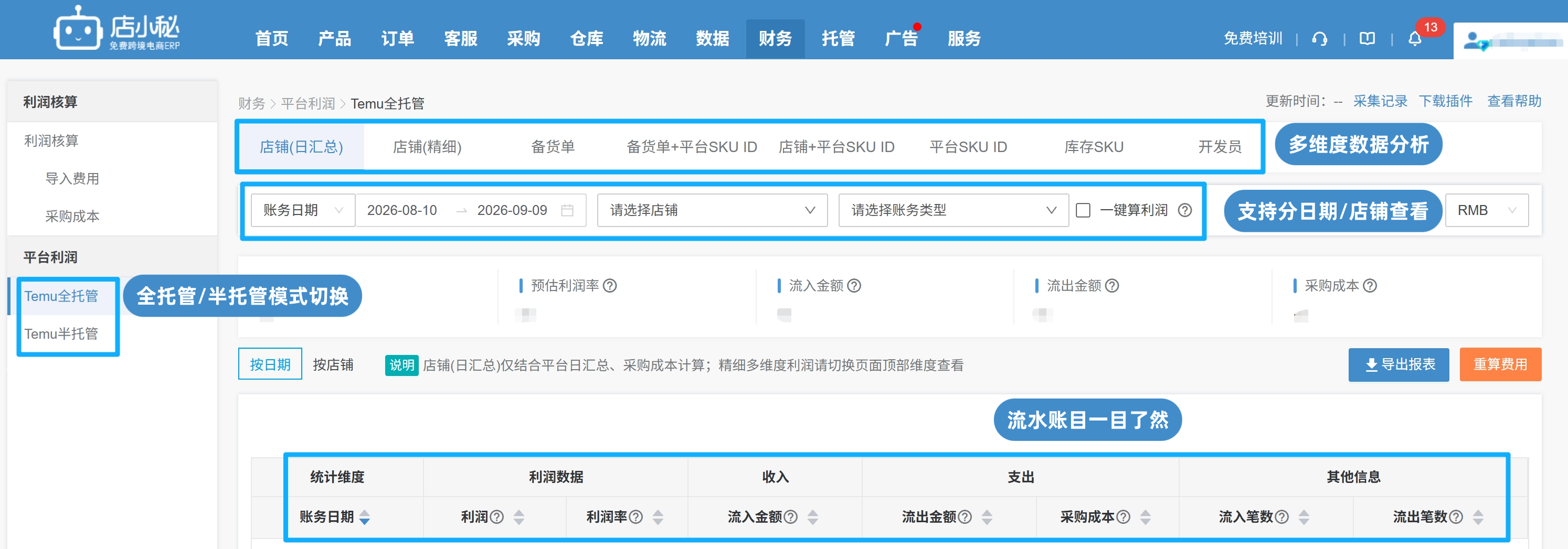 temu利润统计