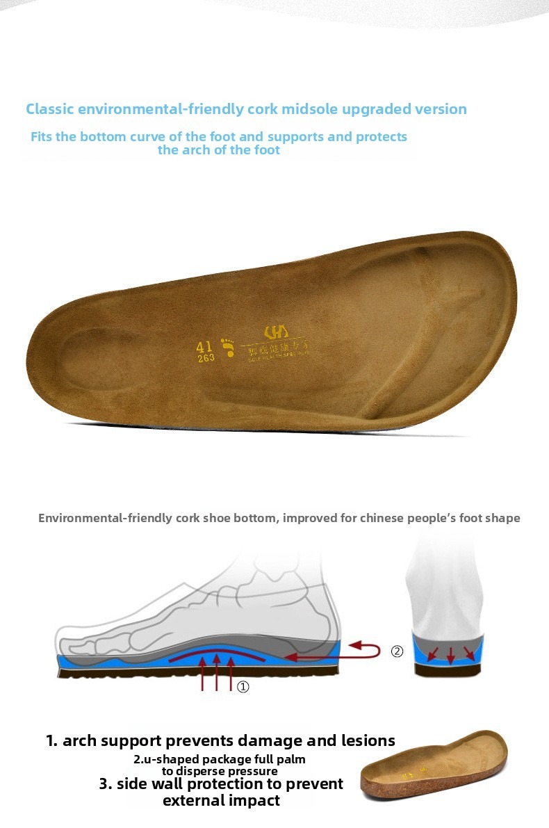 Unisex Soft Cork Slides With Double Buckle And Non-slip Sole_voghion.com