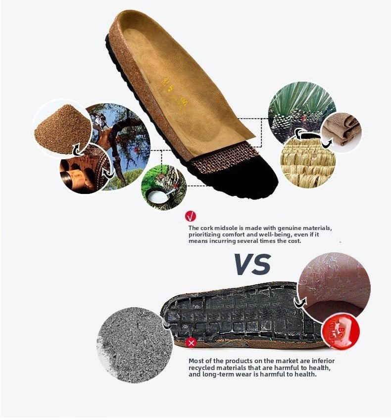 Unisex Soft Cork Slides With Double Buckle And Non-slip Sole_voghion.com