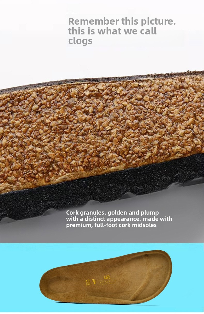 Unisex Soft Cork Slides With Double Buckle And Non-slip Sole_voghion.com