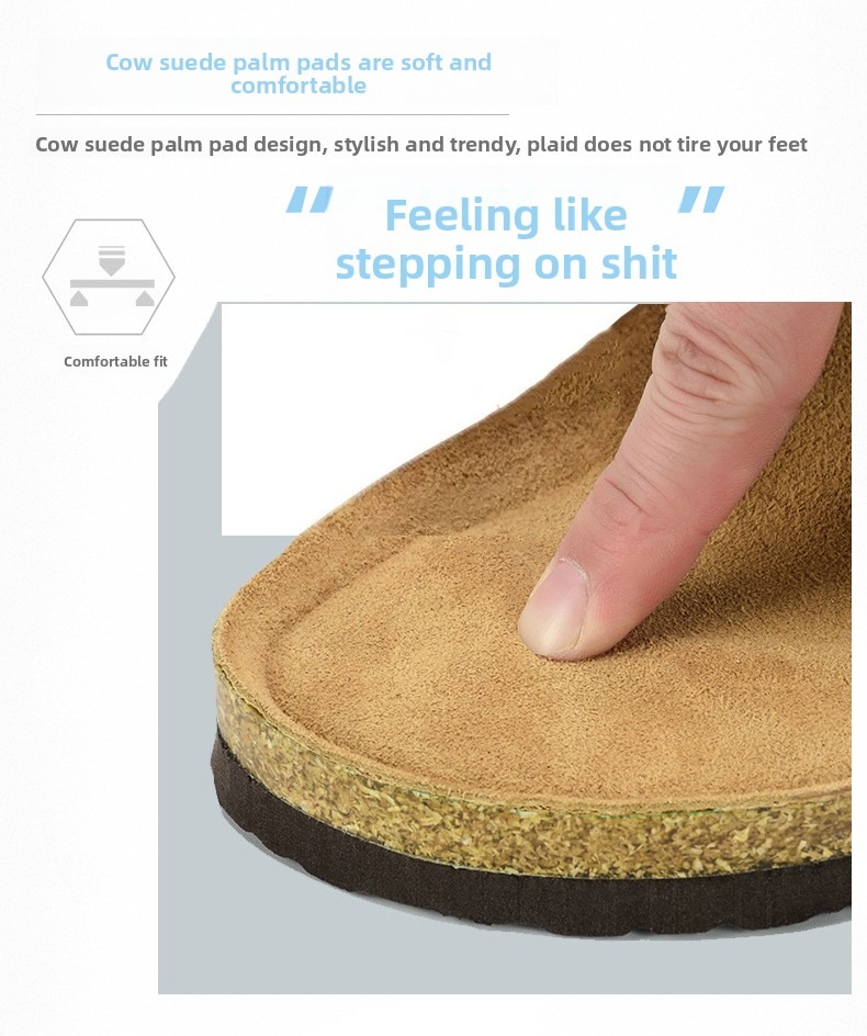 Unisex Soft Cork Slides With Double Buckle And Non-slip Sole_voghion.com