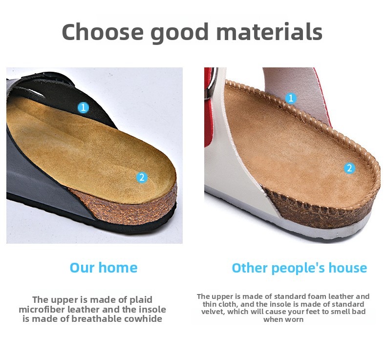 Unisex Soft Cork Slides With Double Buckle And Non-slip Sole_voghion.com