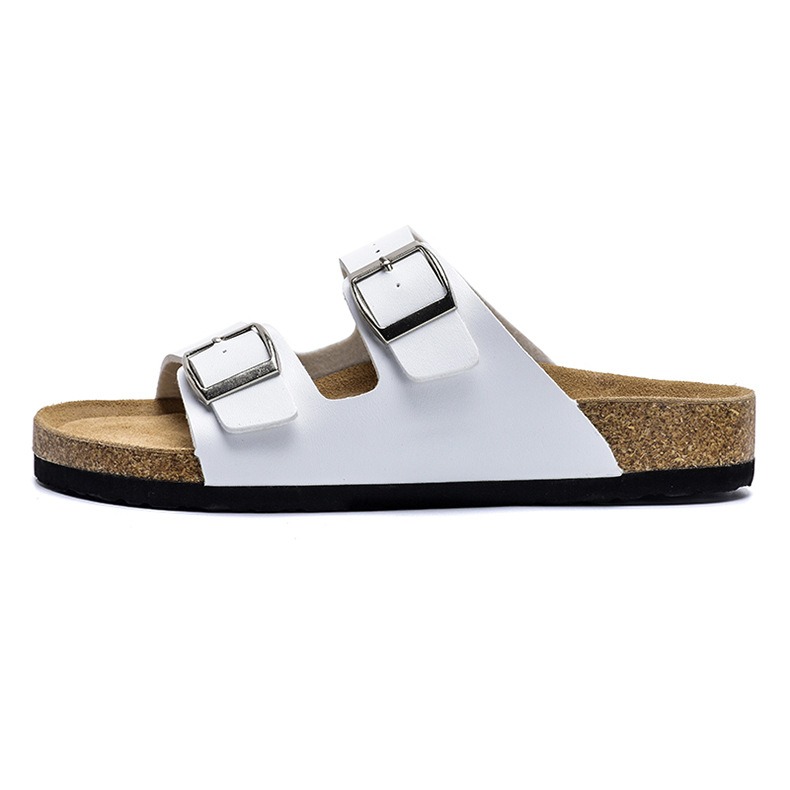 Unisex Soft Cork Slides With Double Buckle And Non-slip Sole_voghion.com