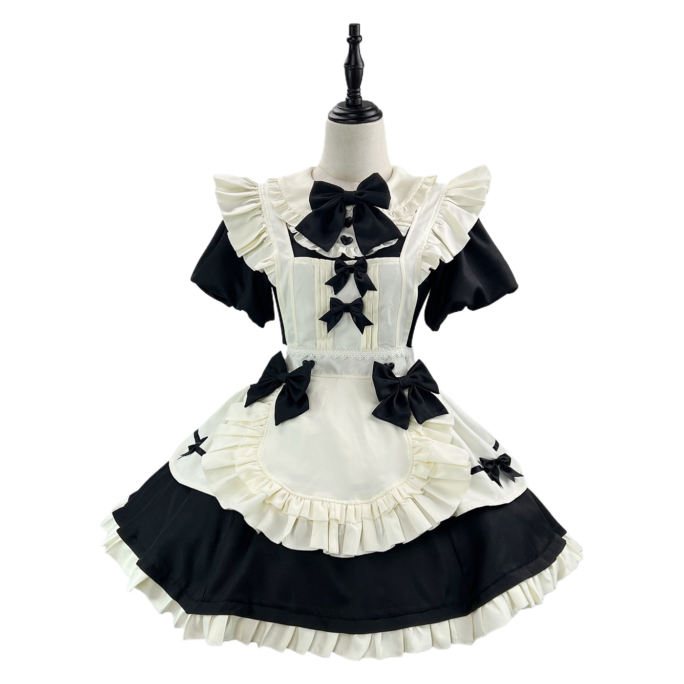 Halloween Cosplay French Sweet Cute Lolita Lolita Soft Girl Waist Dress Flying Sleeve Apron Elegant Maid Dress Home Uniform_ecoleips.com