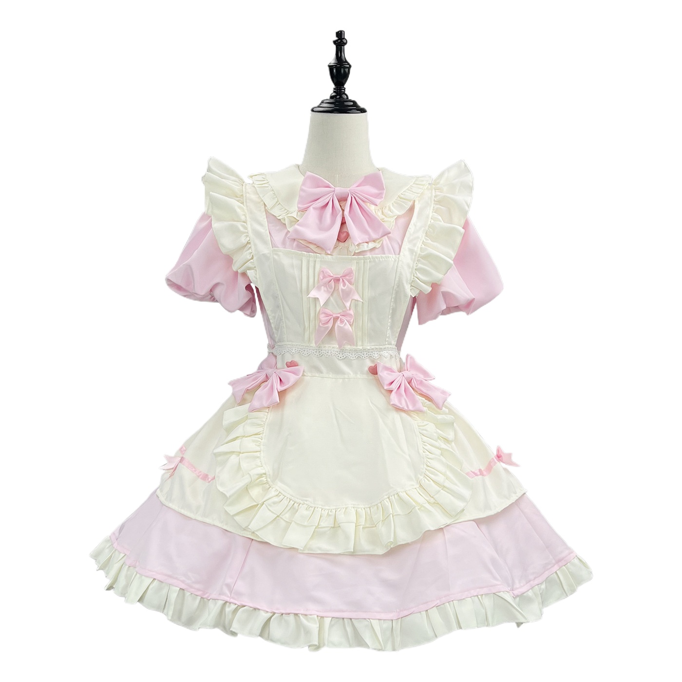 Halloween Cosplay French Sweet Cute Lolita Lolita Soft Girl Waist Dress Flying Sleeve Apron Elegant Maid Dress Home Uniform_ecoleips.com