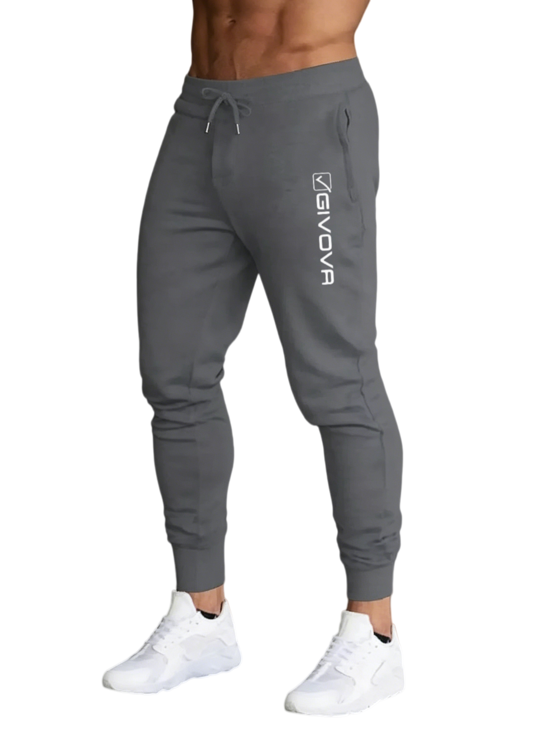 Pantalon de jogging long pour homme, coupe décontractée, taille élastiquée avec cordon de serrage, imprimé GIVOVR, 100 % polyester extensible._voghion.com