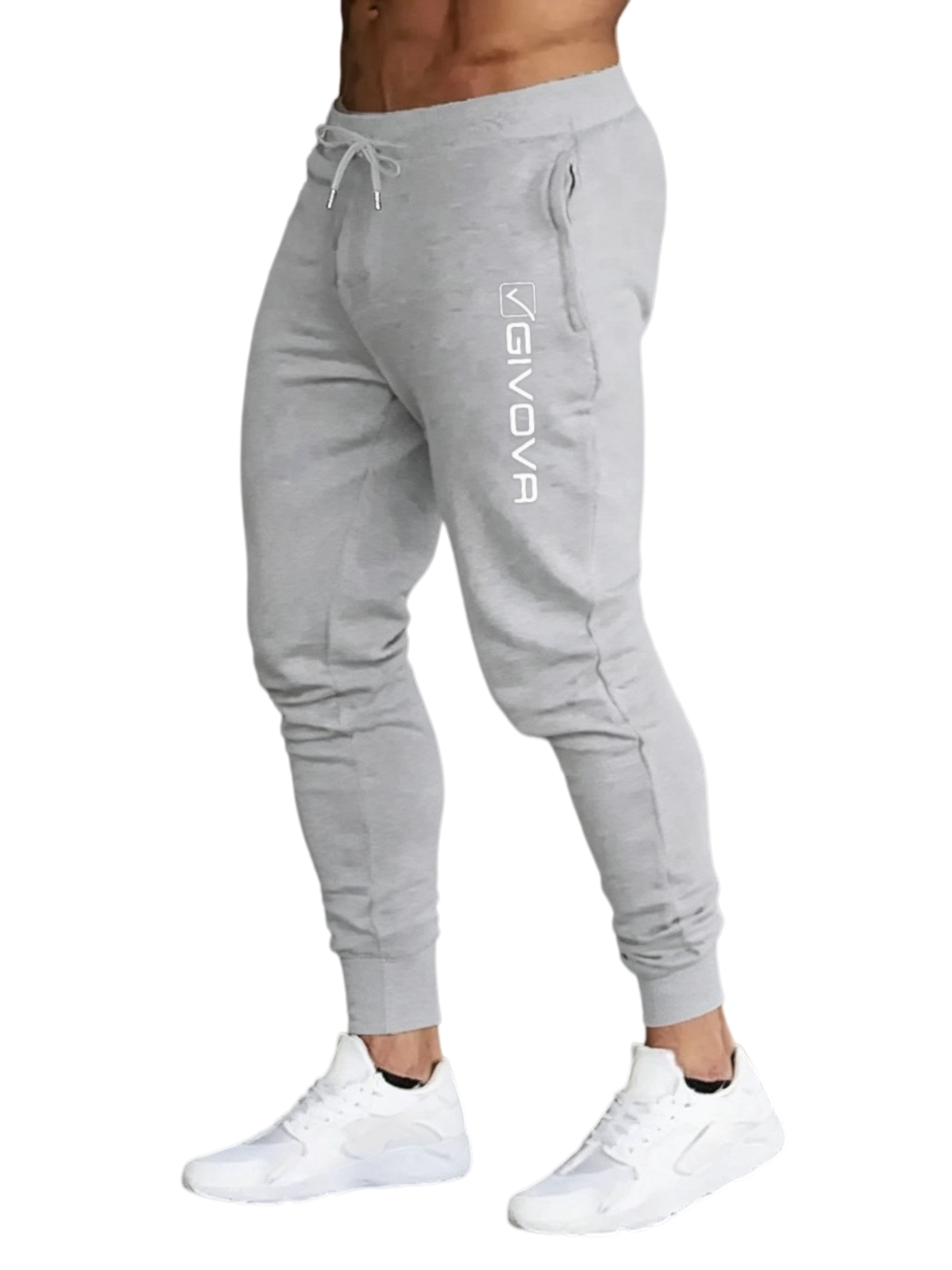 Pantalon de jogging long pour homme, coupe décontractée, taille élastiquée avec cordon de serrage, imprimé GIVOVR, 100 % polyester extensible._voghion.com