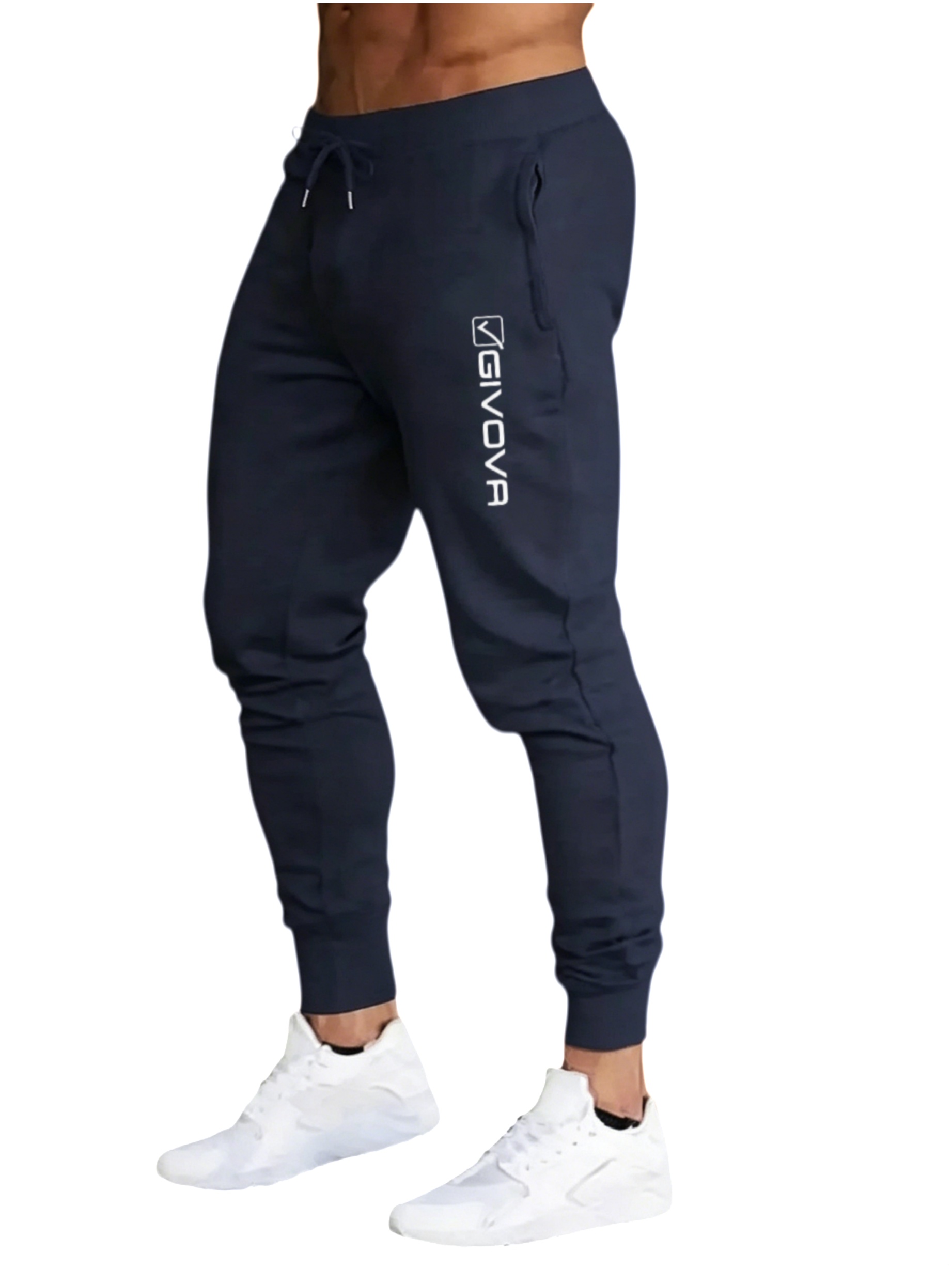Pantalon de jogging long pour homme, coupe décontractée, taille élastiquée avec cordon de serrage, imprimé GIVOVR, 100 % polyester extensible._voghion.com