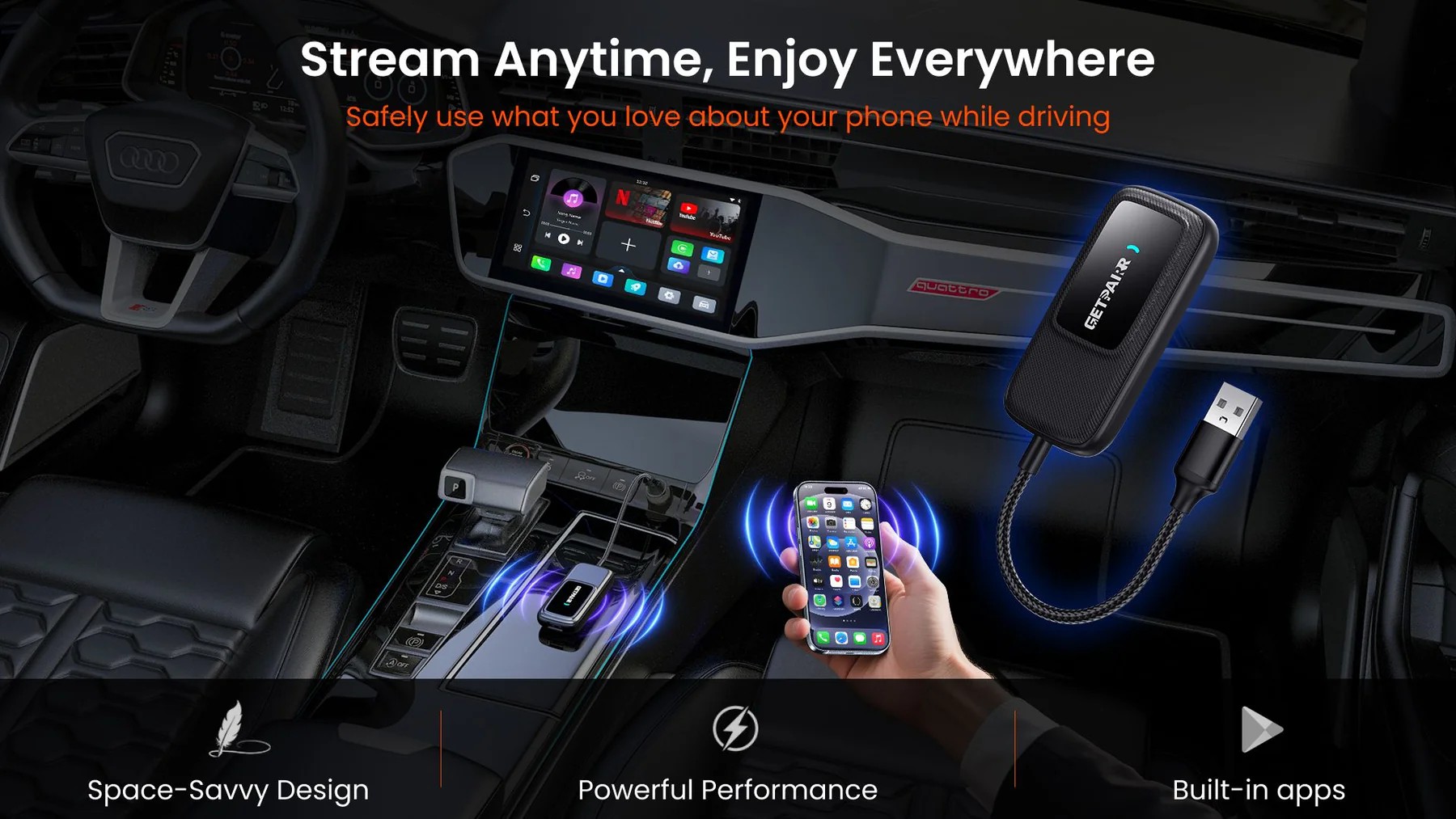 Getpairr Ultra Multimedia Ai Box Wireless CarPlay Adapter