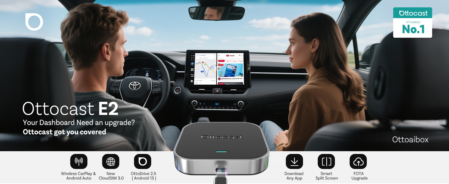 Wireless Carplay WIFI AI box Android 12 Auto Adapter Converter w