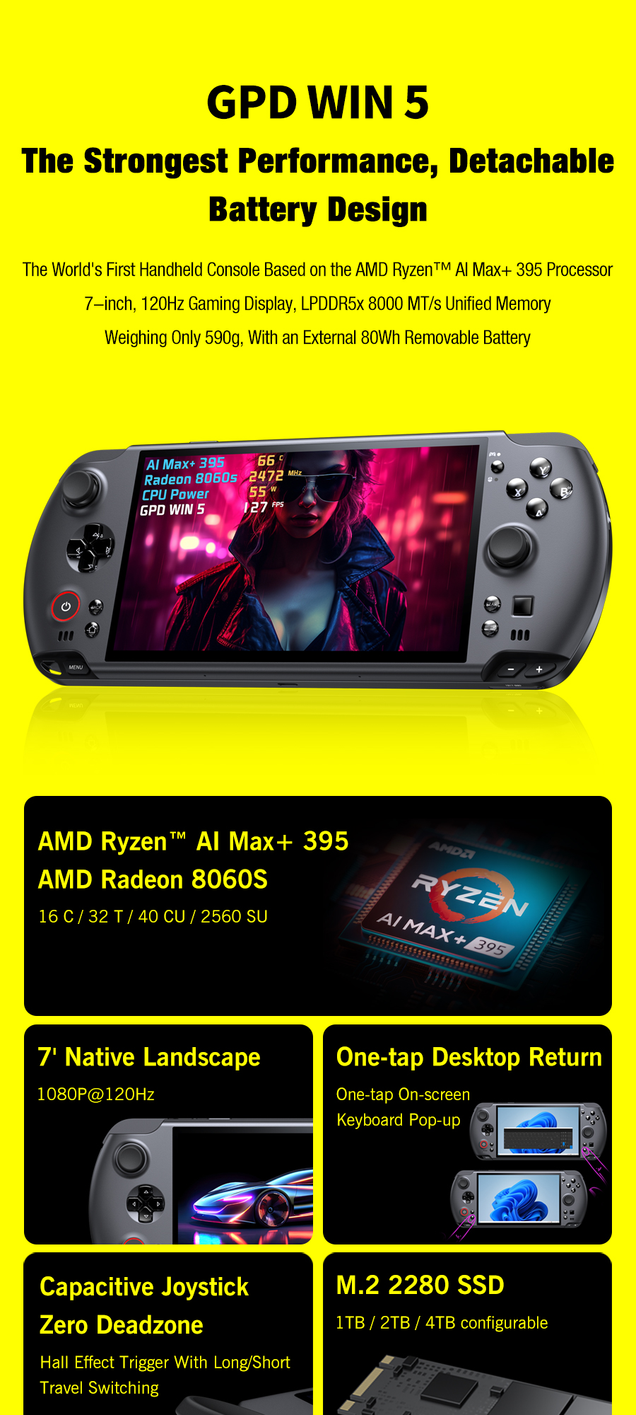 GPD WIN 5 AMD Ryzen AI MAX+ 395 Strongest Handheld Game Console