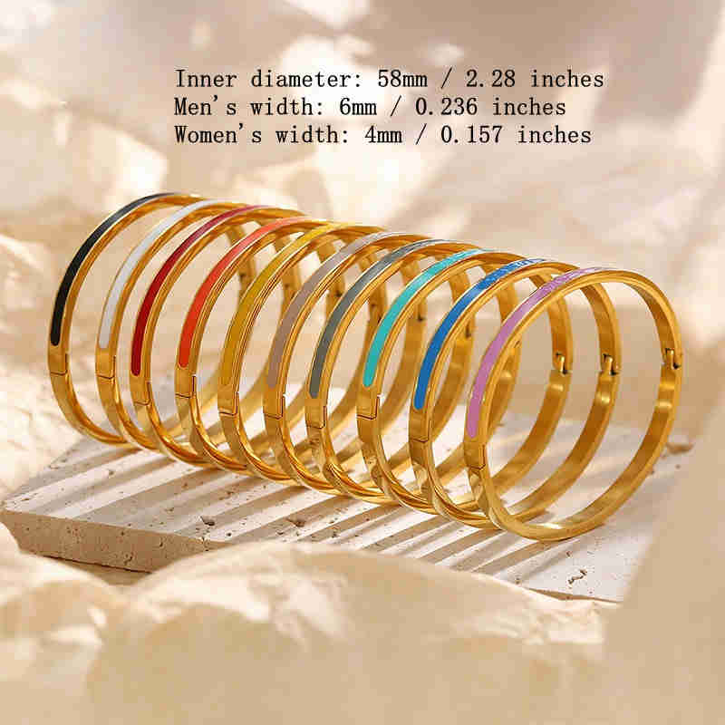 Pulsera rígida de acero inoxidable dorada para mujer estilo ins_voghion.com