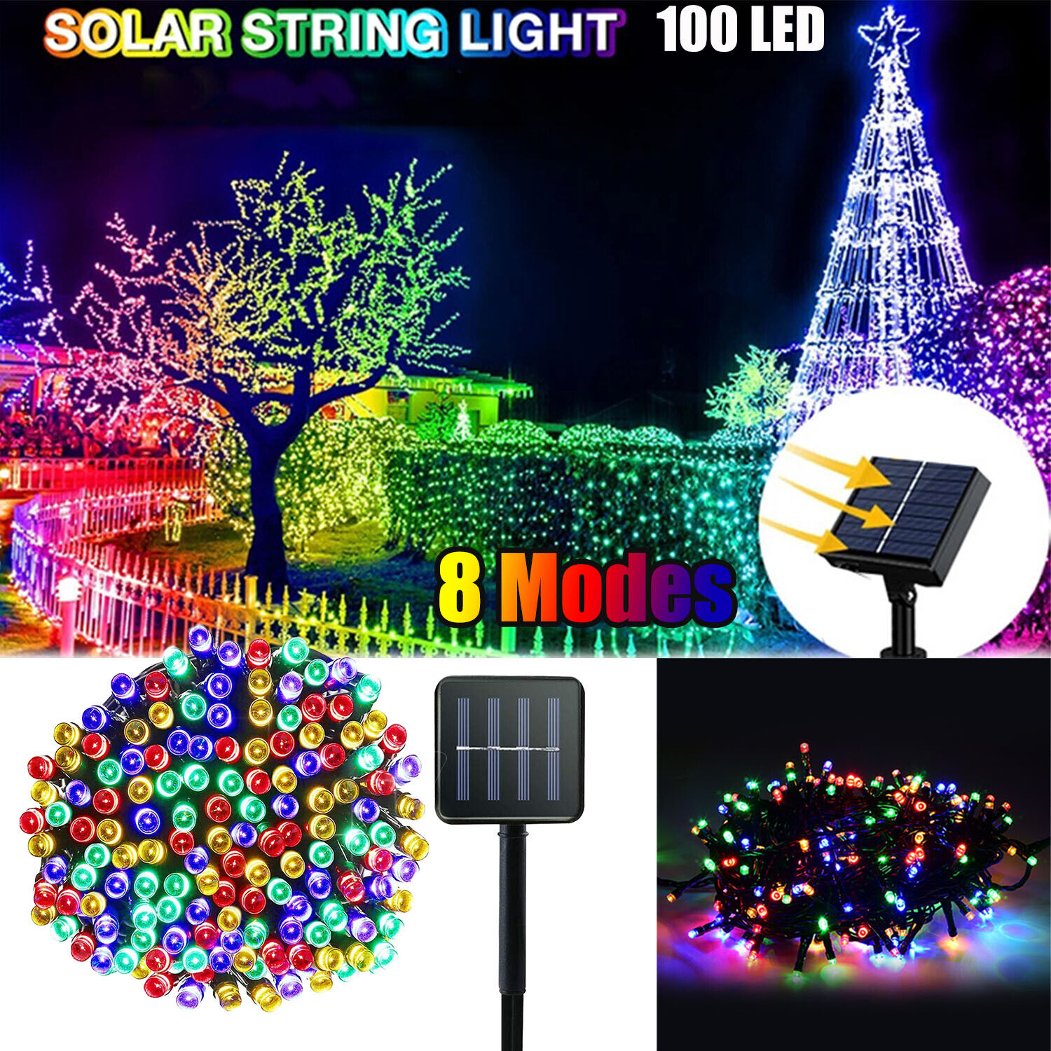 EONANT Solar Lichterkette – 20 Fuß, 30 LED Wassertropfen, 8 Modi, Wasserdicht, Für Garten & Terrasse
