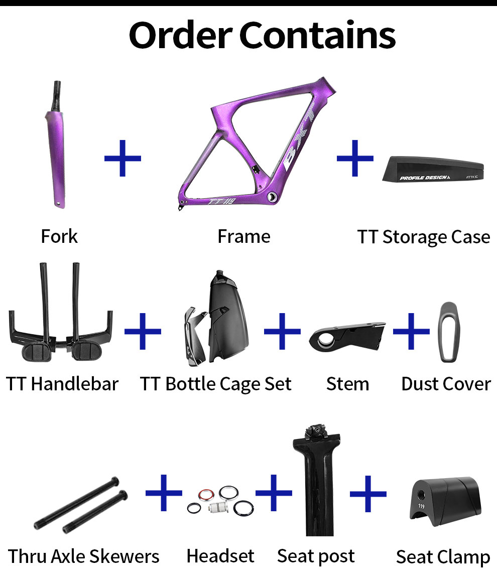 BXT T1100 Carbon Fiber Triathlon Time Bike Frame TT Aero Road