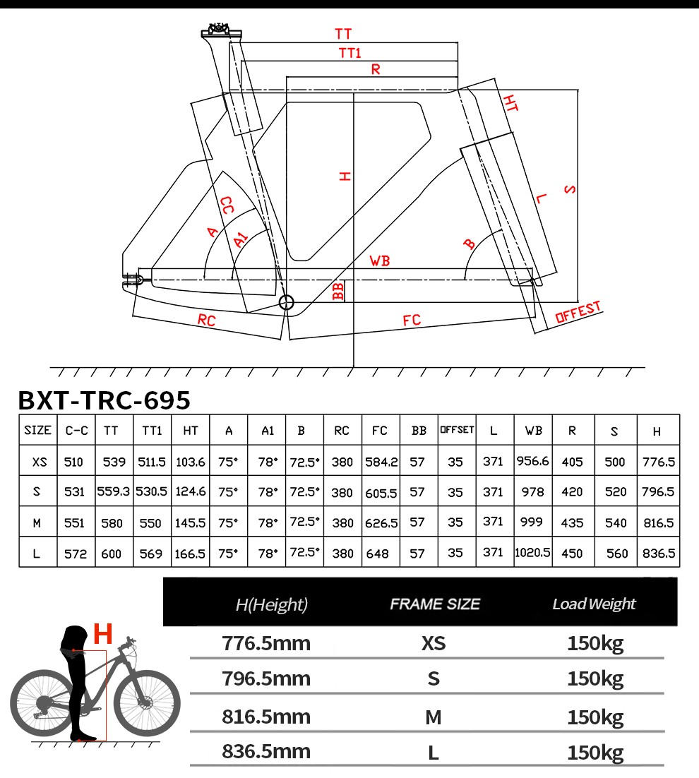 BXT New Carbon Track Bike Frameset Single Speed/Fixed Gear Racing