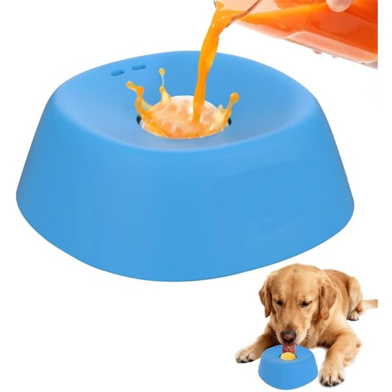 Dog using lick bowl