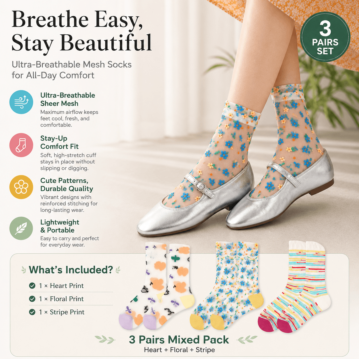 Breathable Mesh Socks on feet