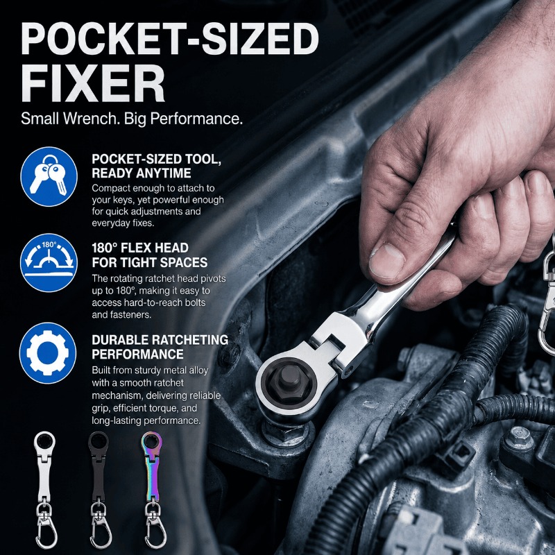 Mini Ratchet Wrench Keychain Tool