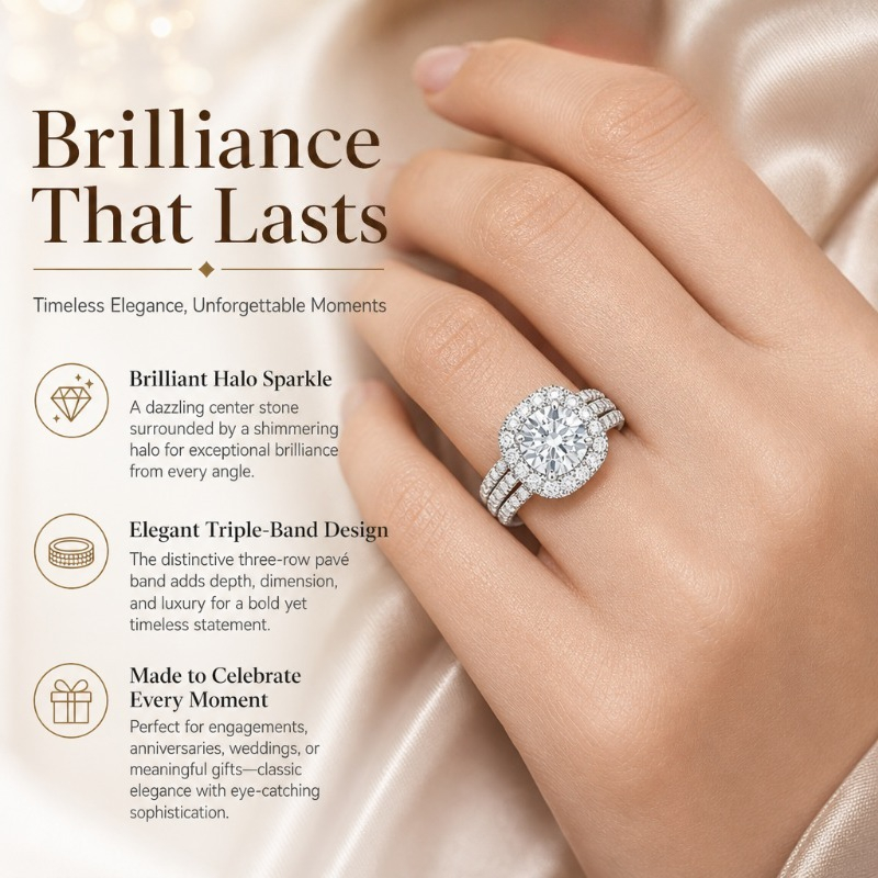 Luxurious Halo Ring on Hand