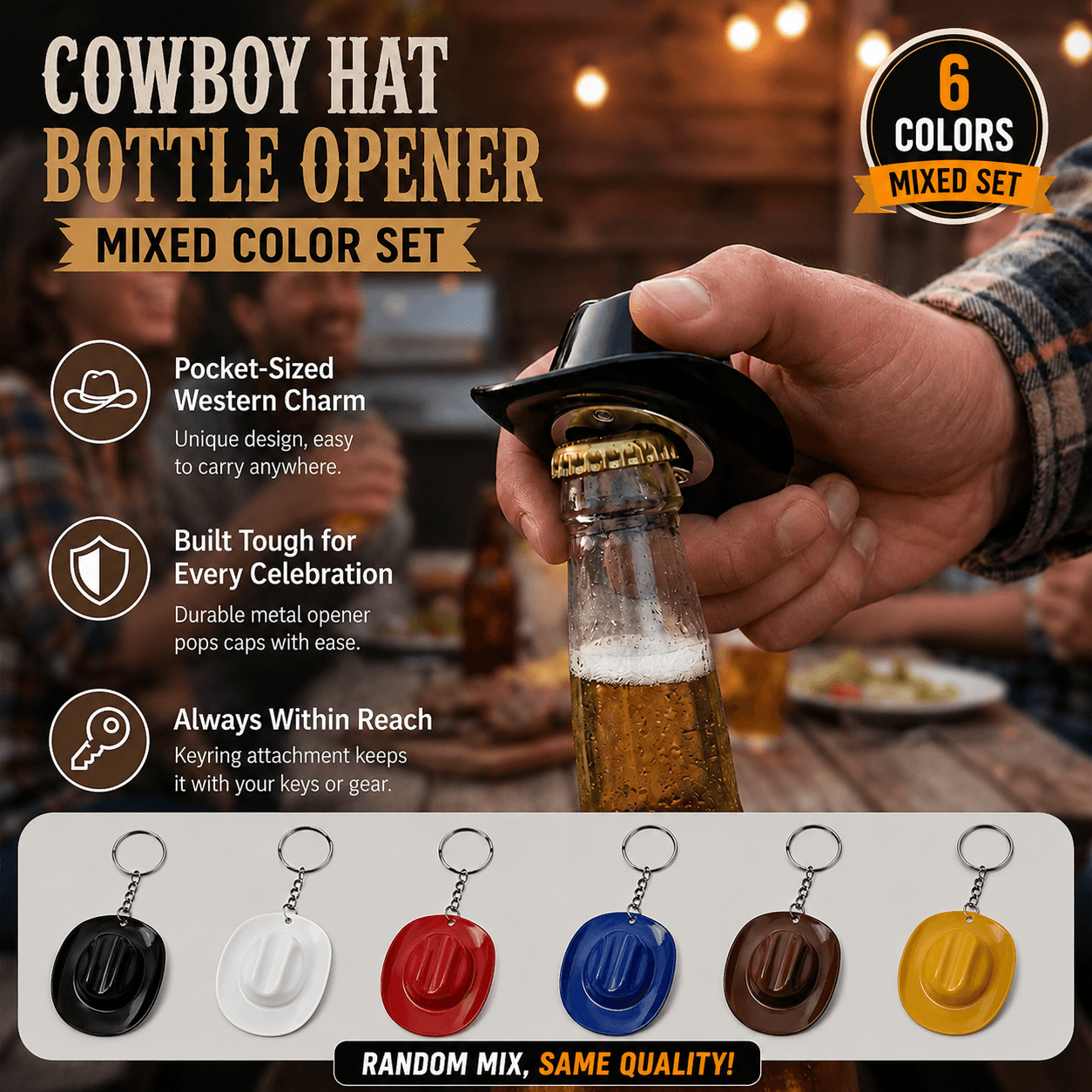 Cowboy Hat Keychain Bottle Opener Hero
