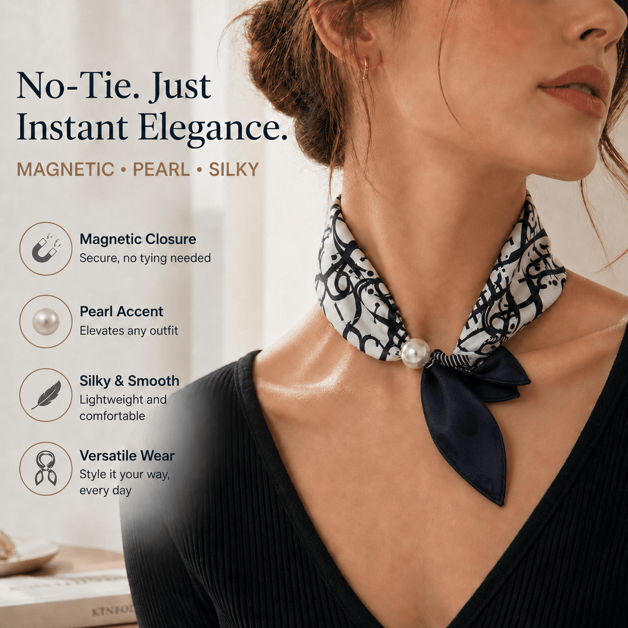 No-Tie Pearl Magnetic Scarf