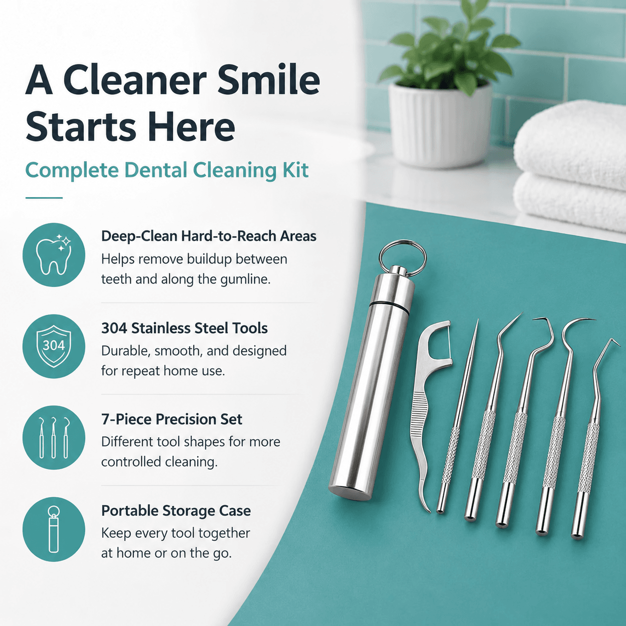 Premium 304 Stainless Steel Portable Dental Care