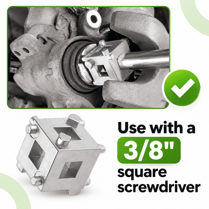 Square-drive connection on the brake piston tool