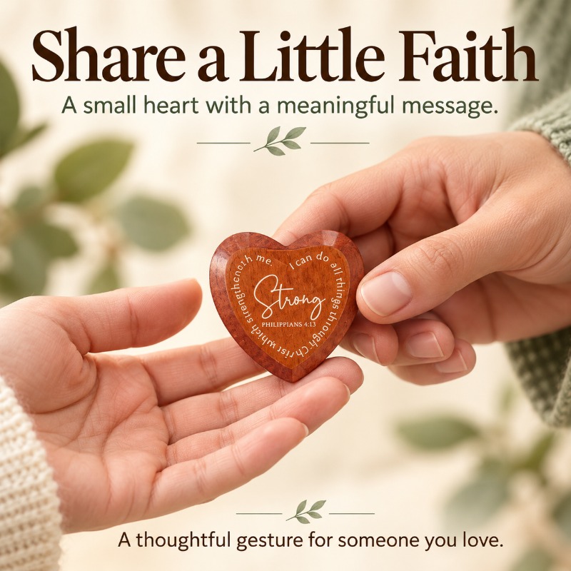 Wooden faith hearts as thoughtful gifts to share