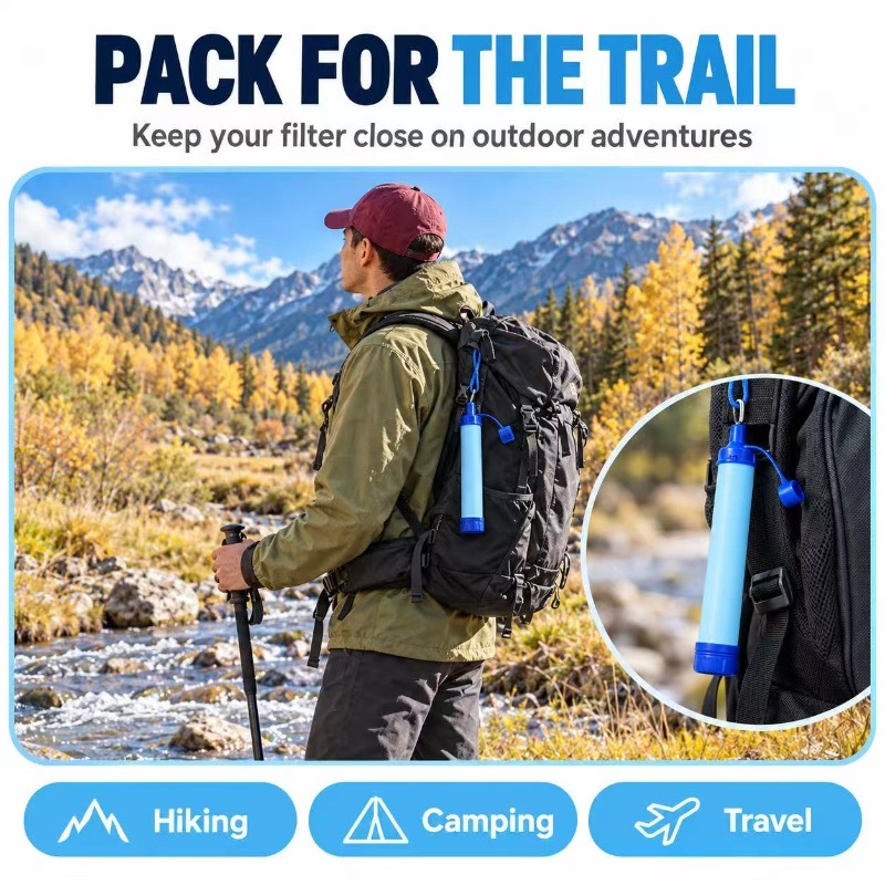 Water filter carry lanyard for organizing outdoor gear