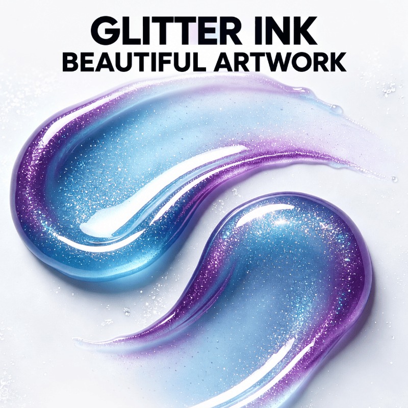 Glitter marker artwork showing colorful shimmering details