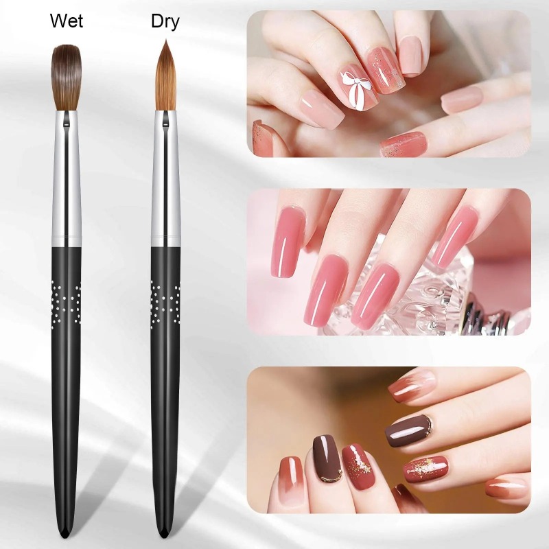 Using an acrylic brush to shape nail product