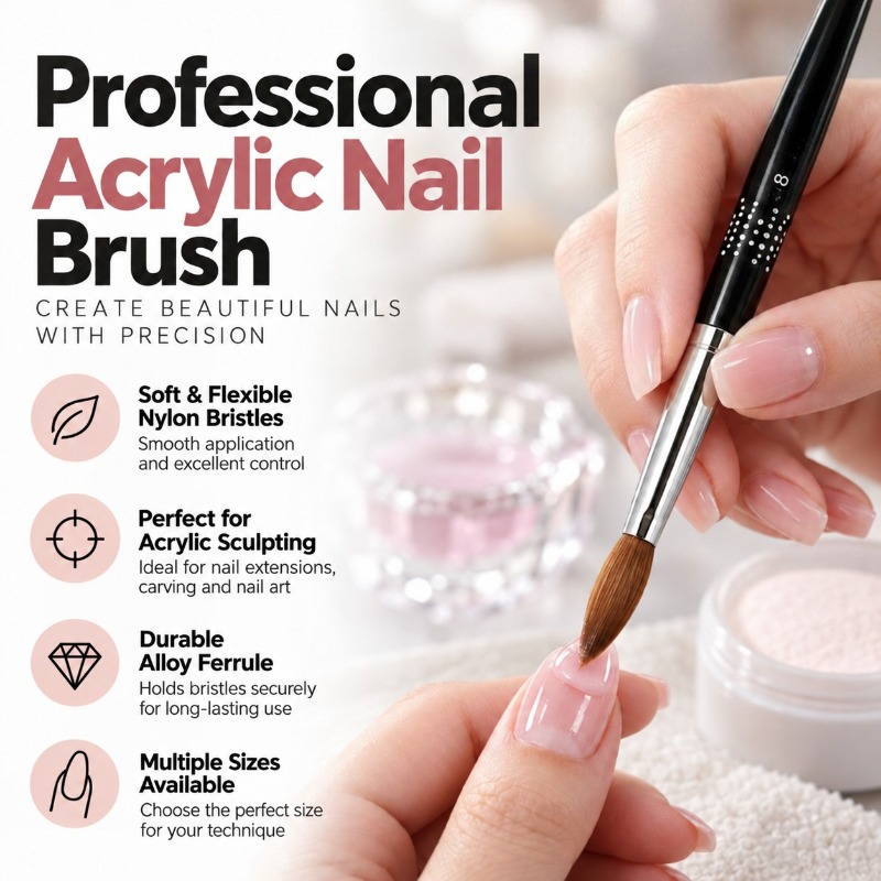 Close-up of the acrylic nail brush bristles