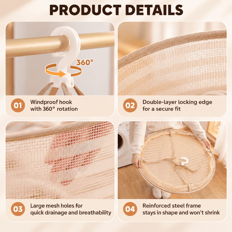 Hanging mesh rack used for laundry
