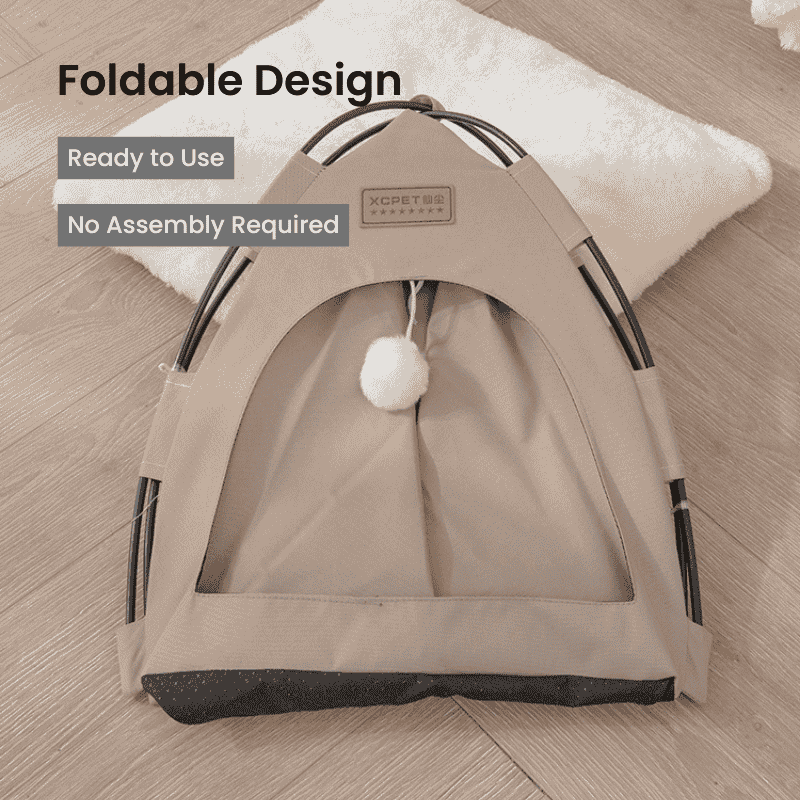 One piece foldable cat tent bed stable dome structure