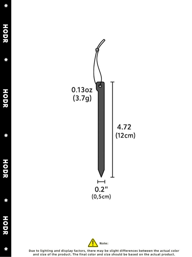 Side view of carbon fiber tent stake with grooved head for guyline