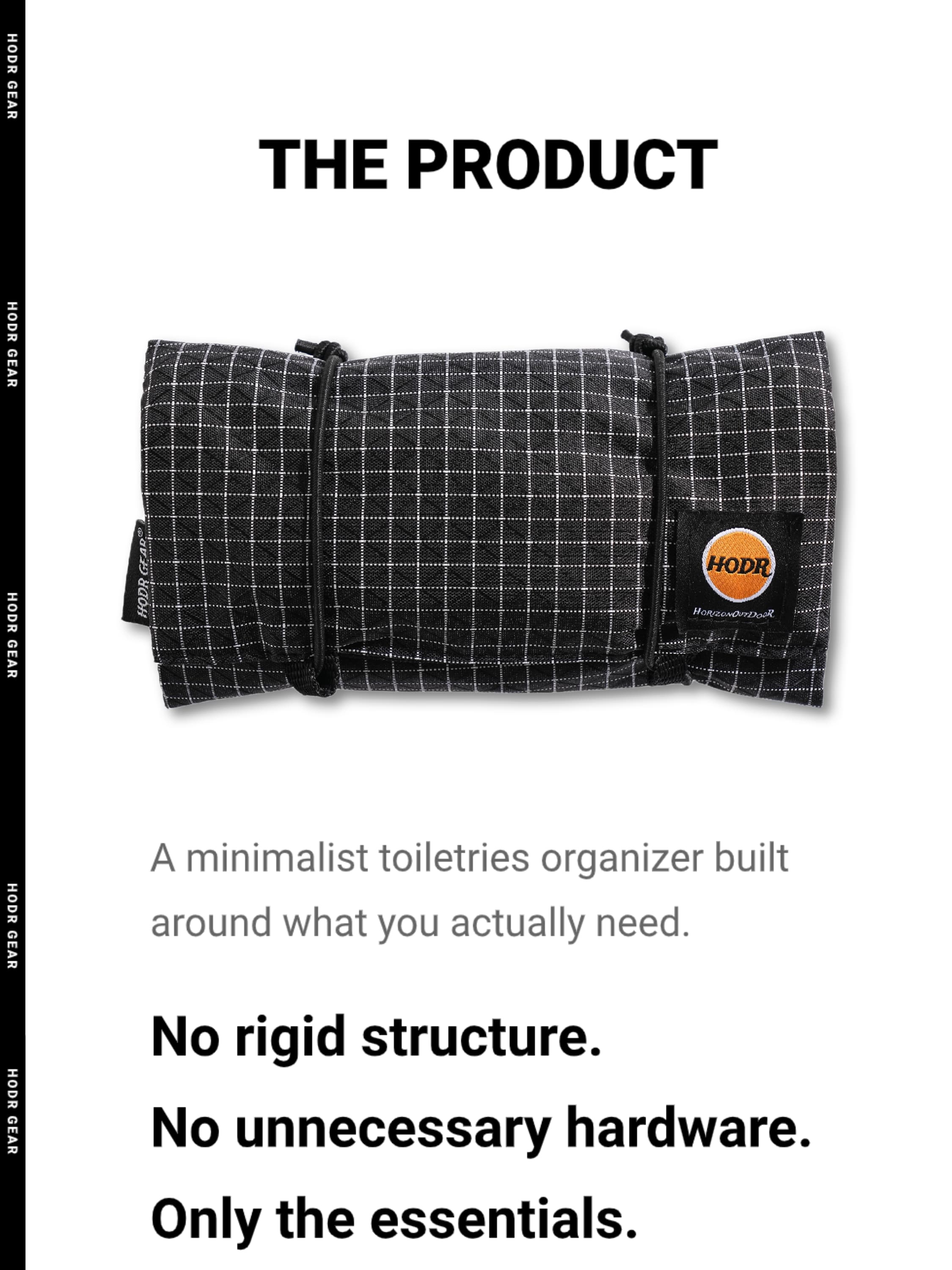 Open tri-fold organizer showing 3-zone mesh layout