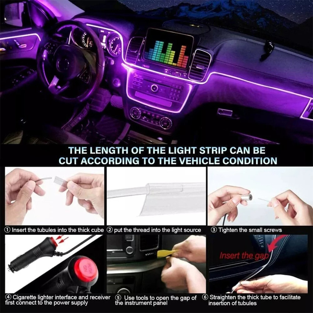 Super-homemarket Interior Car LED Strip Lights – 5-in-1 RGB Ambient Kit, APP Control, 16 Million Colors