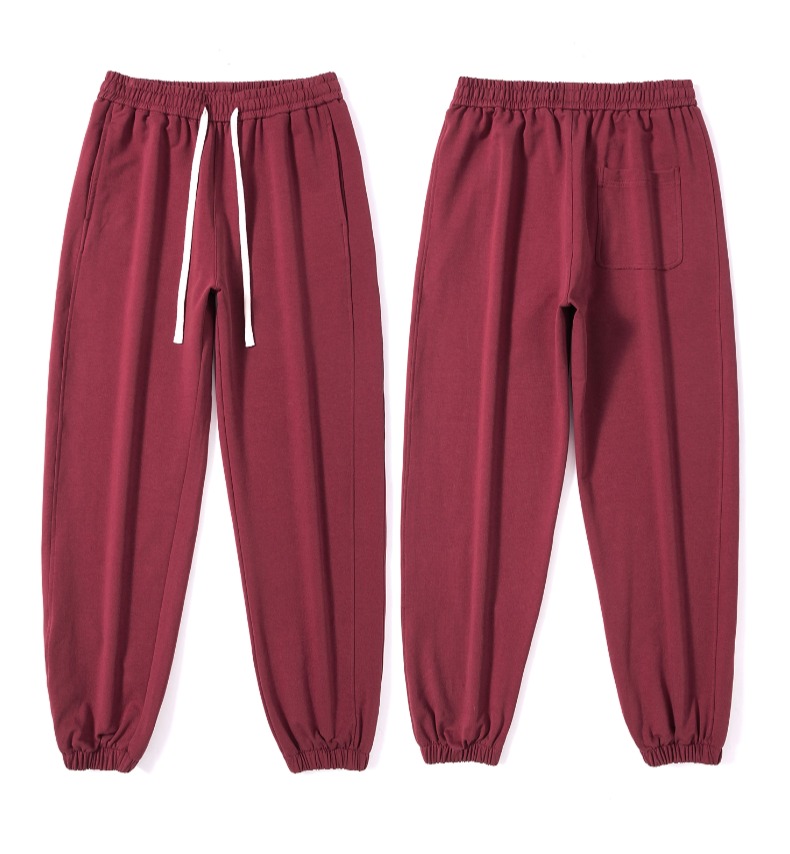 Extra große Herren-Freizeithose, festliche rote Jogginghose für das chinesische Neujahr, sportliche Herrenhose mit Kordelzug und elastischem Bund in Unifarben_voghion.com