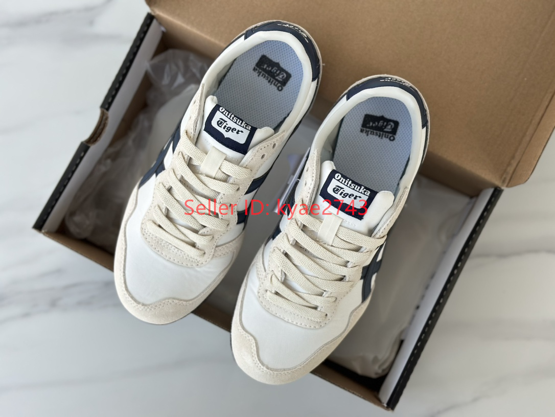 Retro Onitsuka Tiger SERRANO Mens Womens Sneakers Beige/Navy Blue