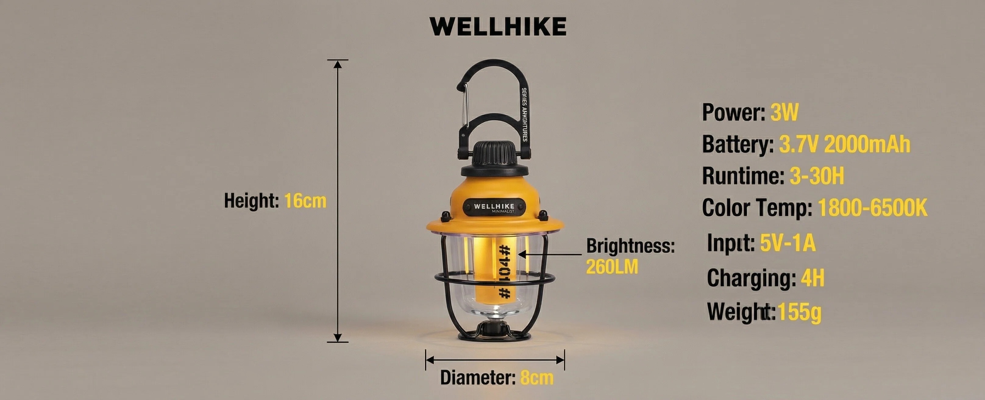 Camping lantern USB-C charging port