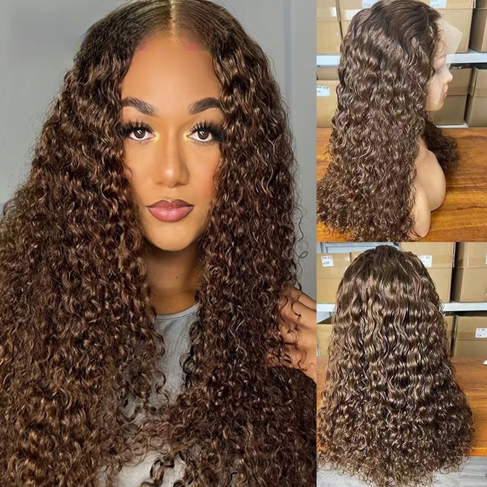 100% Raw Human Hair Double Drawn Water Wave Wig 22inch Human Hair Wig_voghion.com