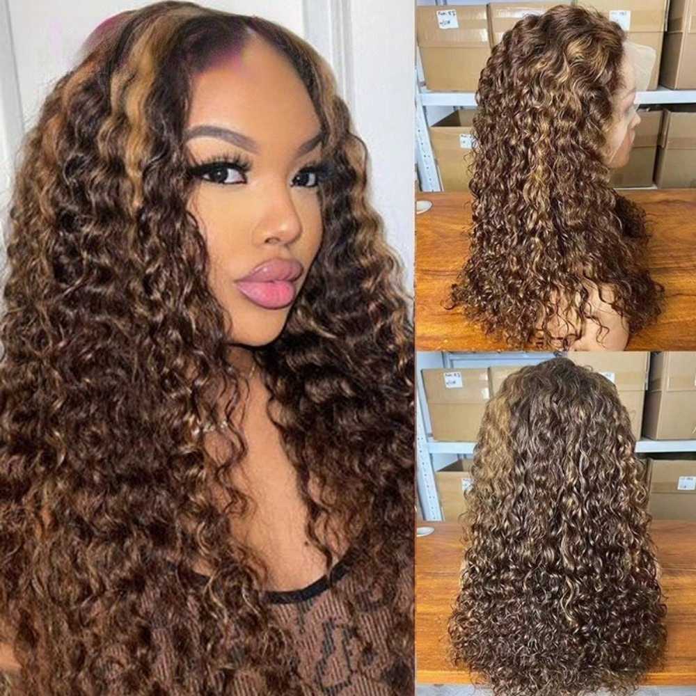 100% Raw Human Hair Double Drawn Water Wave Wig 22inch Human Hair Wig_voghion.com