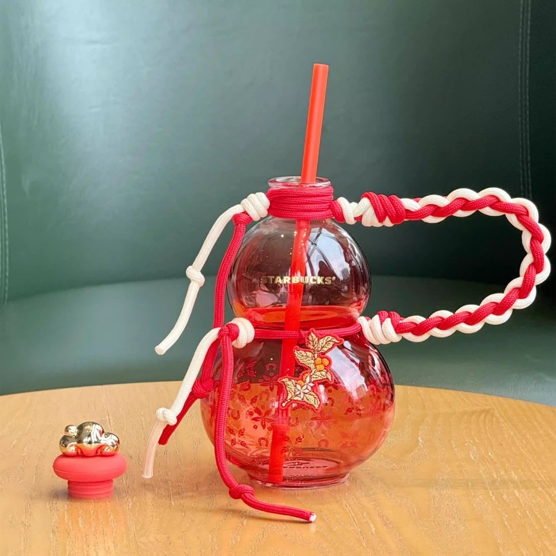 昭和レトロ！STAR CASE NY カクテル バトラー自動グラス運び機 New Starbucks China 2026 Year of the Horse 21oz Red Gourd Shaped