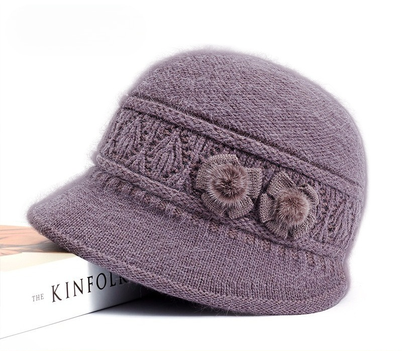 Winterwarmes Strickmützen-Schal-Set für Damen, dick gefütterte Mütze für Mama, Oma und Senioren, weiche, kältebeständige Kappe_voghion.com