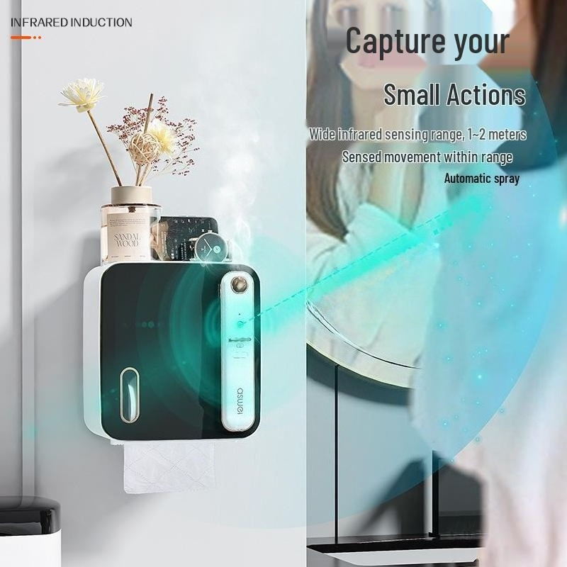 Smart Aromatherapy Tissue Box: Luxurious Waterproof Wall-Mounted Bathroom Storage Rack_voghion.com