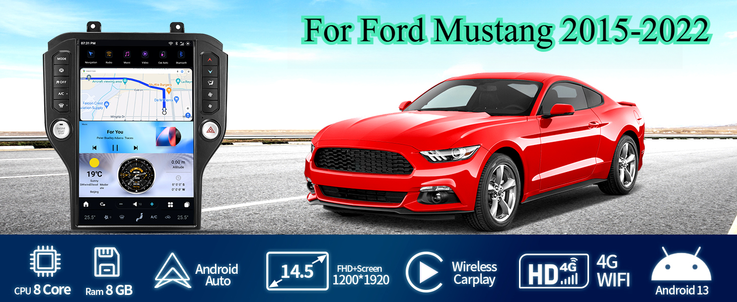 AuCar Android 13 Car Radio Head Unit For Ford Mustang 2015-2020 SYNC1