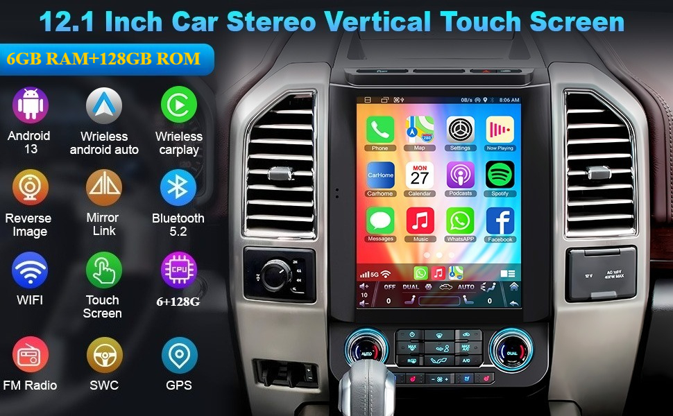 Car Stereo 8-core Android 13 for Ford F150 2015-2021