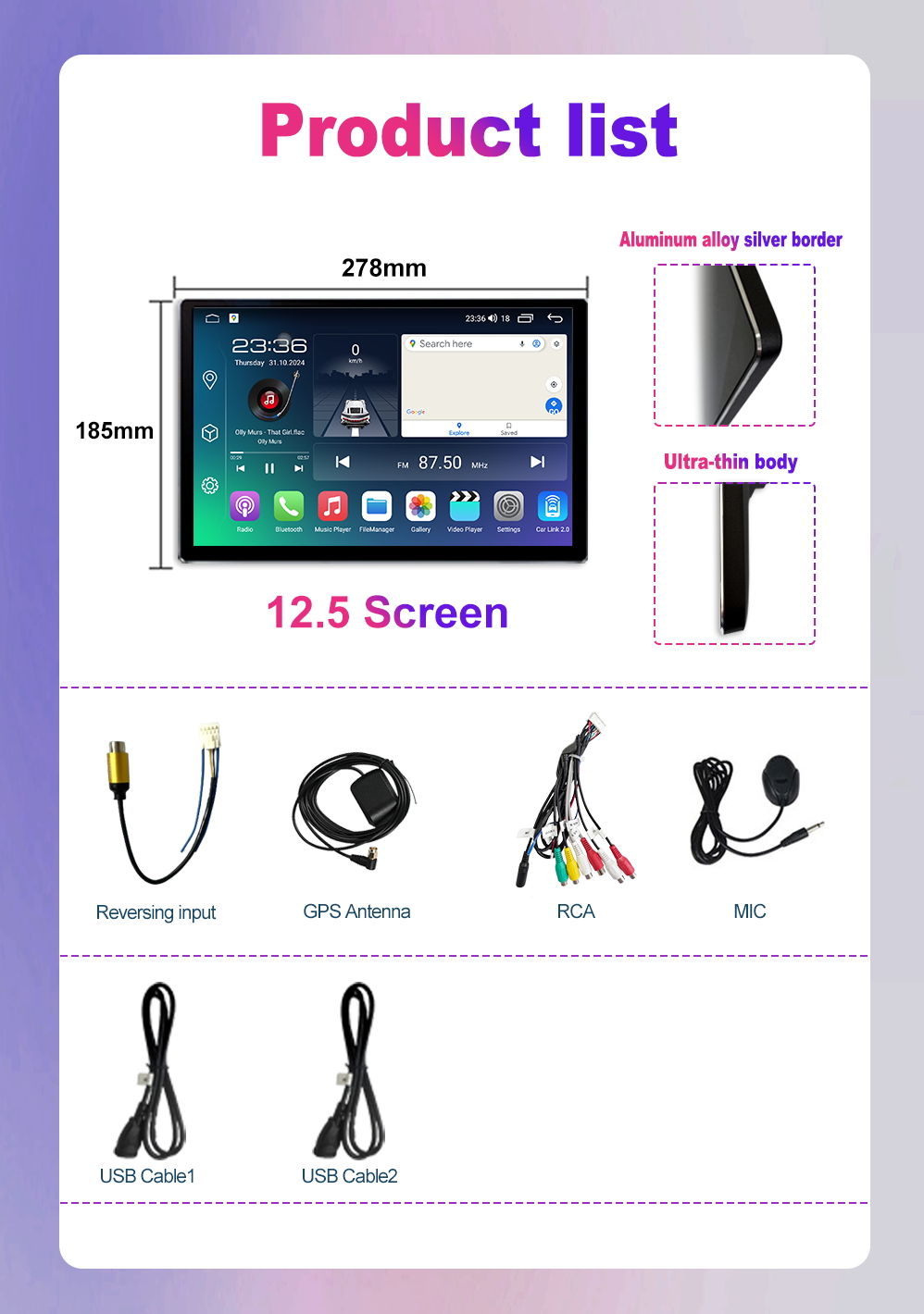 12.5inch Screen Android Car Radio For Mazda 6 Atenza 2013-2016