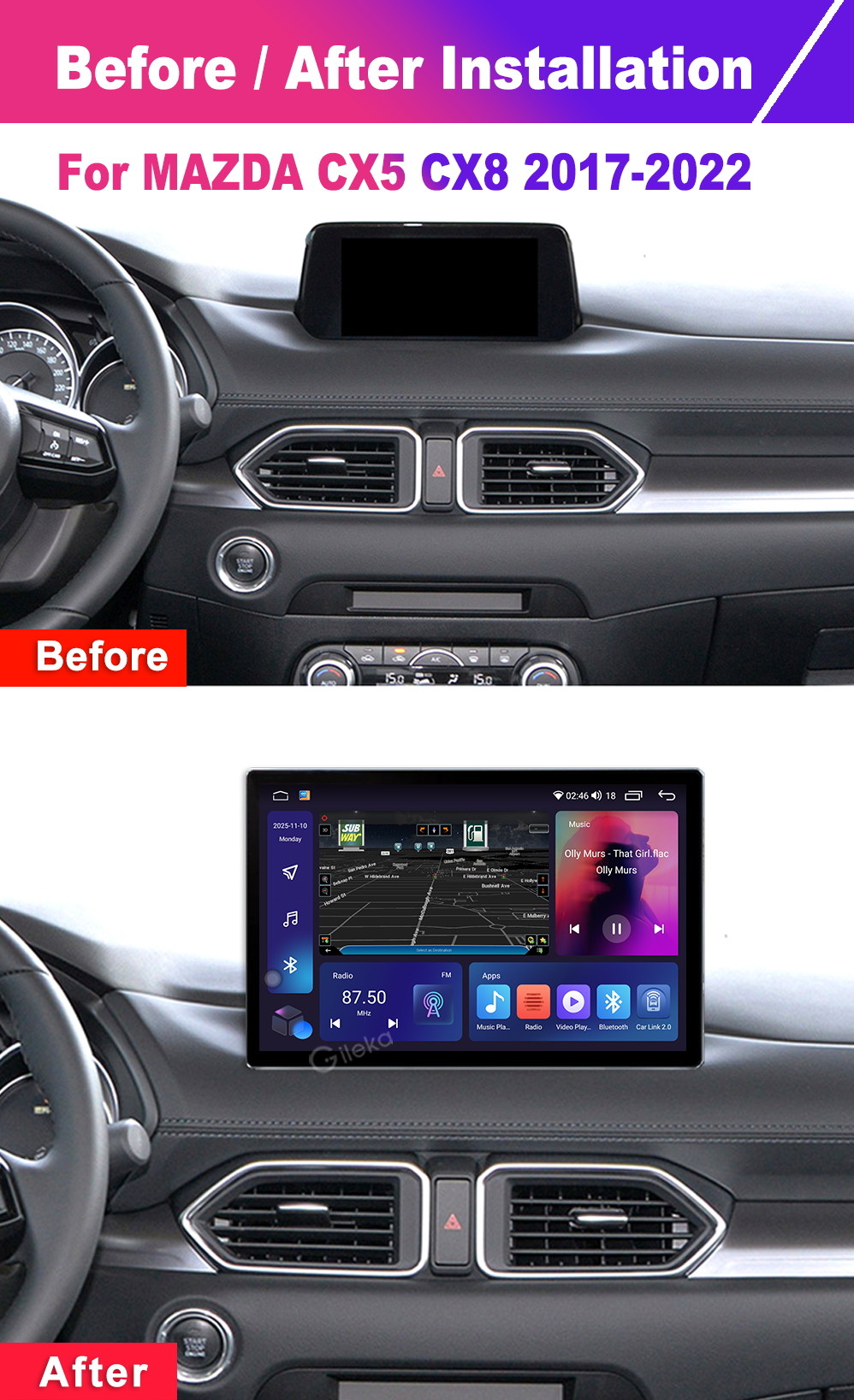 Dinamaito ¥°C　ダイナマイト・スプレイヤ― MAZDA 12.5 inch Screen Android Car Radio For MAZDA CX5 CX8 2017